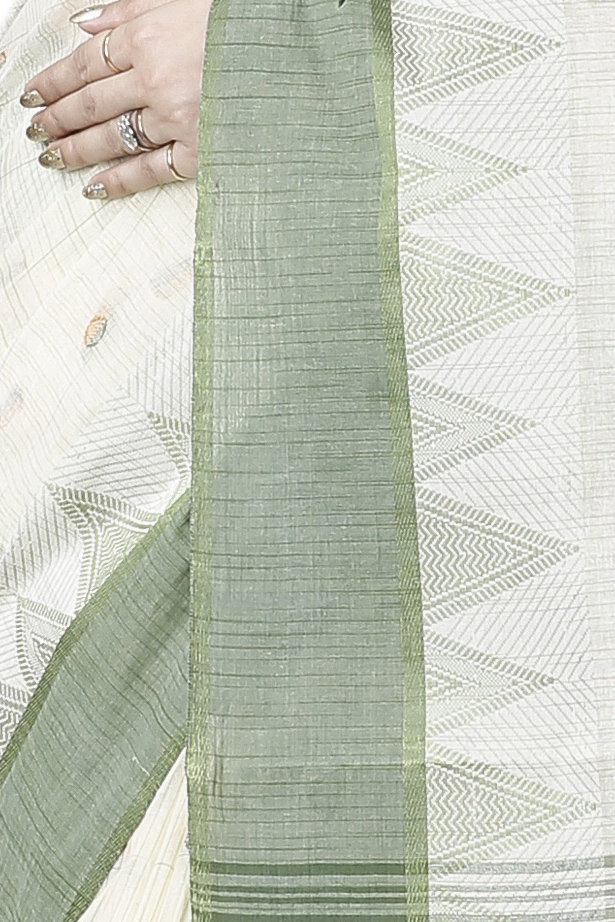 Green Pure Cotton Ishvari Tant Saree (1081)